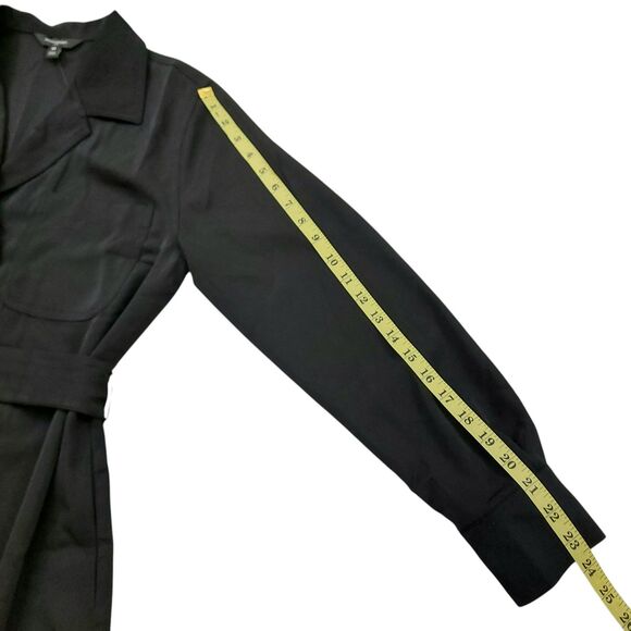 Banana Republic Shirt Dress Womens Medium Black Satin Twill Mini Tie Waist Shift - Picture 12 of 12